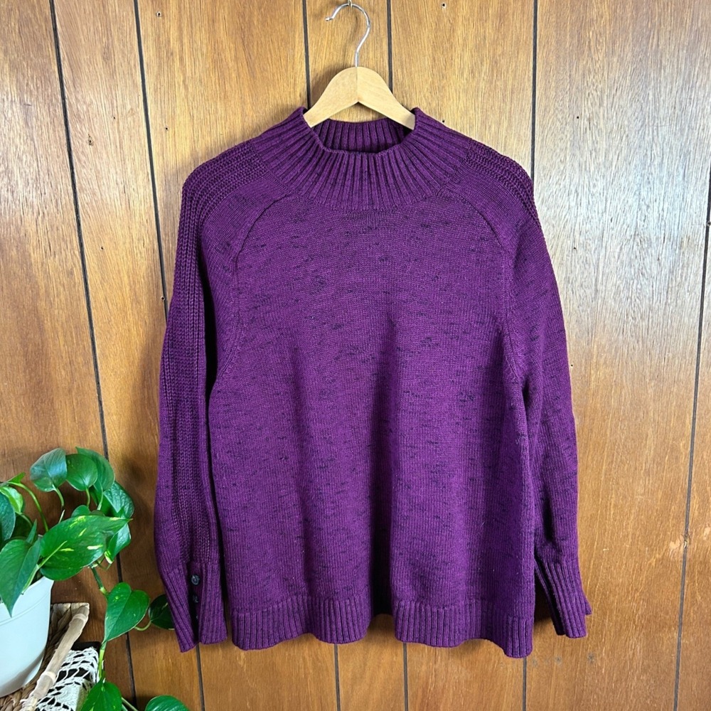J Jill Wearver Collection Purple Speckled Mock Neck Sweater 2X Cabin‎ Casual